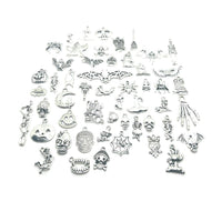 50 Piece Antique Silver Halloween Mix Charms