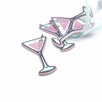 1, 4 or 20 Pieces: Pink Killer Martini Halloween Charms - Double Sided