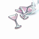 1, 4 or 20 Pieces: Pink Killer Martini Halloween Charms - Double Sided