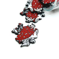 1, 4 or 20 Pieces: Red Mushroom Girl Toadstool Charms - Double Sided