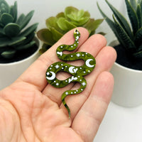 1, 4 or 20 Pcs Green Acrylic Snake Pendant