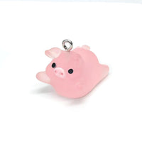 1, 4 or 20 Pieces: Pink Acrylic 3D Cute Pig Charm