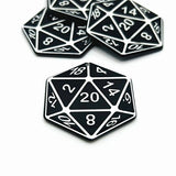 Black and White 20 Sided Dice Pendant, D20, Gamer, 38x43mm