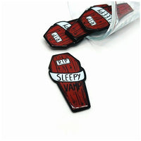 1, 4 or 20 Pieces: Sleepy Vampire Pendant Charms, Red and Black, Halloween: Double Sided