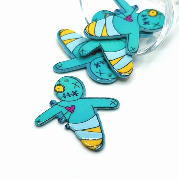 Blue Voodoo Doll Pendant, 41x37.5mm