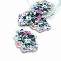 1, 4 or 20 Pieces: Dia De Los Muertos Sugar Skull Pendant - Double Sided!