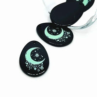 1, 4 or 20 Pieces: Black and Light Blue Dream Moon Teardrop Charms