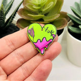 1, 4 or 20 Pieces: Acrylic Zombie Heart Halloween Charm - Double Sided