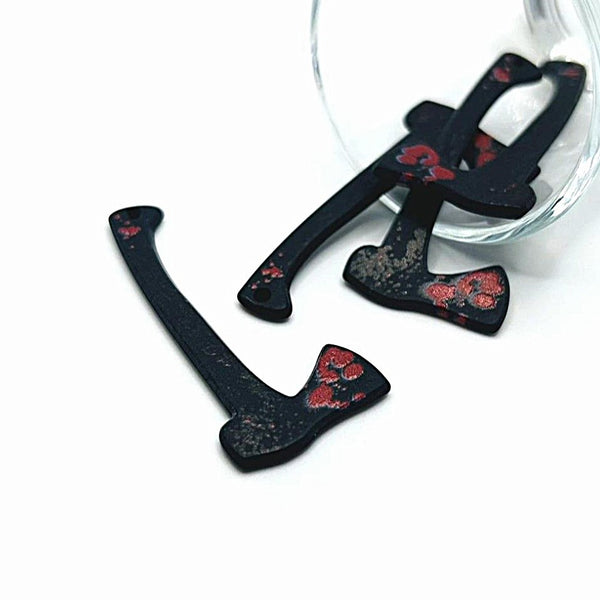 1, 4, or 20 Pieces: Bloody Horror Axe Charm - Double Sided