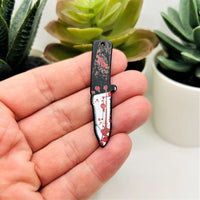 1, 4, or 20 Pieces: Bloody Horror Knife Charm - Double Sided