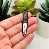 1, 4, or 20 Pieces: Bloody Horror Knife Charm - Double Sided