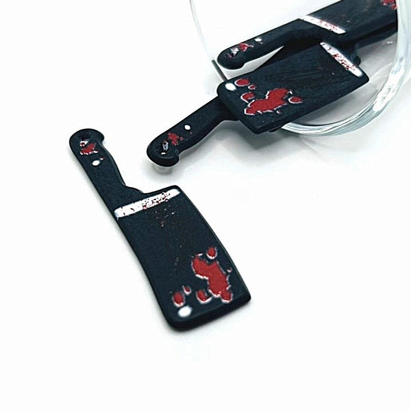 1, 4, or 20 Pieces: Bloody Horror Cleaver Charm - Double Sided