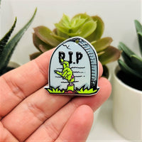 Acrylic Zombie Tombstone Halloween Charm, 30x30mm