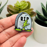 Acrylic Zombie Tombstone Halloween Charm, 30x30mm
