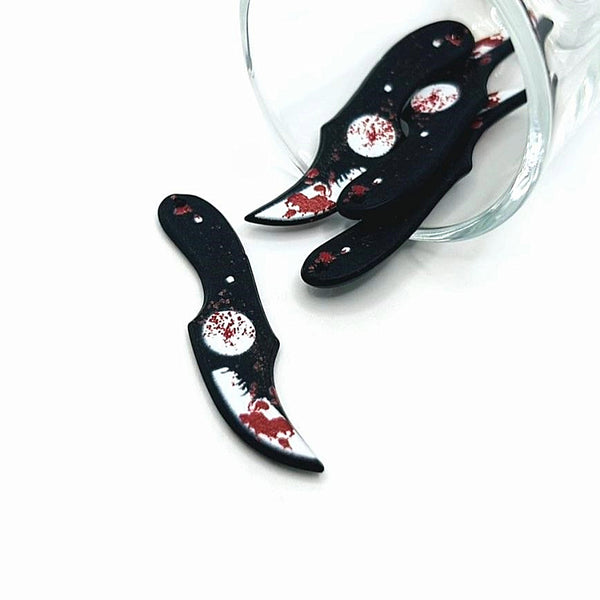 1, 4, or 20 Pieces: Bloody Horror Knife Charm - Double Sided