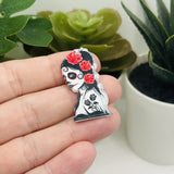 1, 4 or 20 Pieces: Pink Dia De Los Muertos Pendant - Double Sided!