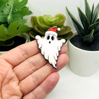 1, 4 or 20 Pieces: Acrylic Ghost in Santa Hat - Double Sided