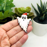1, 4 or 20 Pieces: Acrylic Ghost in Santa Hat - Double Sided