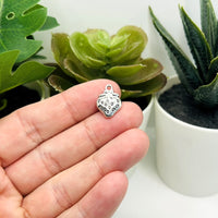 1, 4, 20 or 50 Pieces: Silver Strawberry Charms - Double Sided