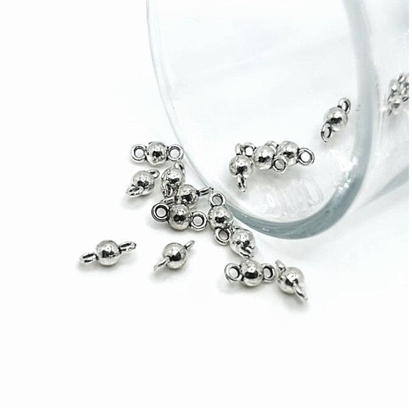 4, 20 or 50 Pieces: Tiny Antique Silver Ball Connectors
