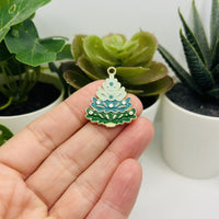 1, 4, or 20 Pieces: Green Enamel Christmas Tree Charms