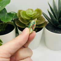 1, 4, or 20 Pieces: Green Enamel Christmas Tree Wreath Charms