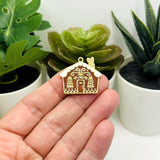 1, 4, or 20 Pieces: Enamel Christmas Gingerbread House Charms