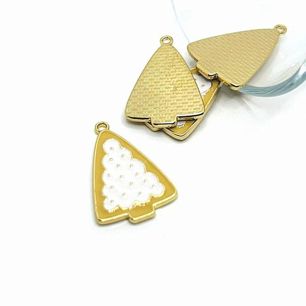 1, 4, or 20 Pieces: Enamel Christmas Tree Sugar Cookie Charms