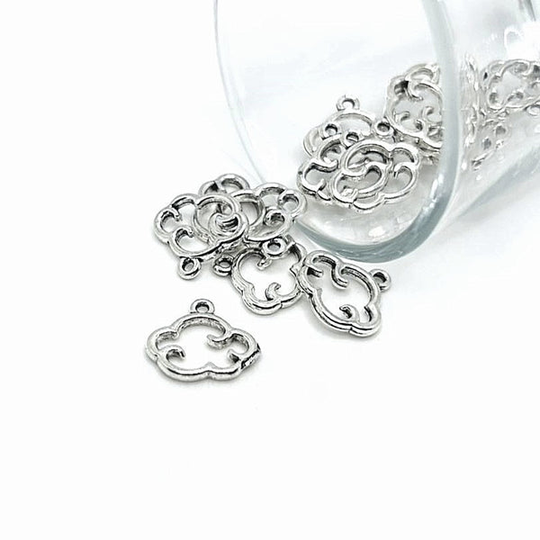 4, 20 or 50 Pieces: Antique Silver Cloud Charms - Double Sided