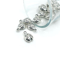 1, 4, 20 or 50 Pieces: Silver Ladybug Charms - Double Sided