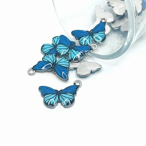 1, 4, 20 or 50 Pieces: Dark Blue Striped Butterfly Charms