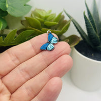 1, 4, 20 or 50 Pieces: Dark Blue Striped Butterfly Charms