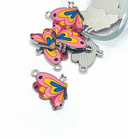 1, 4, 20 or 50 Pieces: Pink Enamel Butterfly Charms