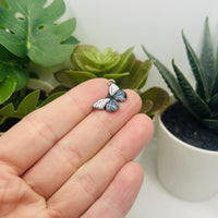 1, 4, 20 or 50 Pieces: White and Grey Striped Butterfly Charms