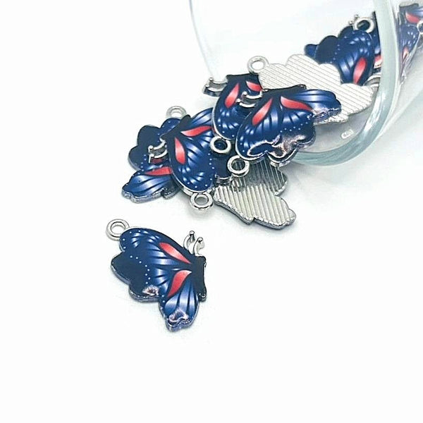 1, 4, 20 or 50 Pieces: Purple Enamel Butterfly Charms