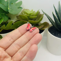 1, 4, 20 or 50 Pieces: Small Pink Enamel Butterfly Charms