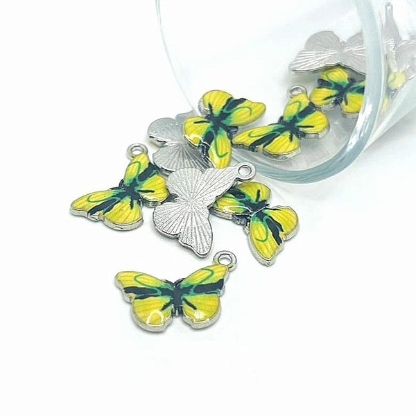 1, 4, 20 or 50 Pieces: Yellow Butterfly Charms