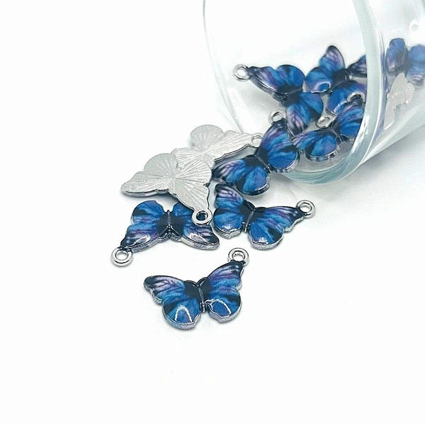 1, 4, 20 or 50 Pieces: Blue and Purple Butterfly Charms