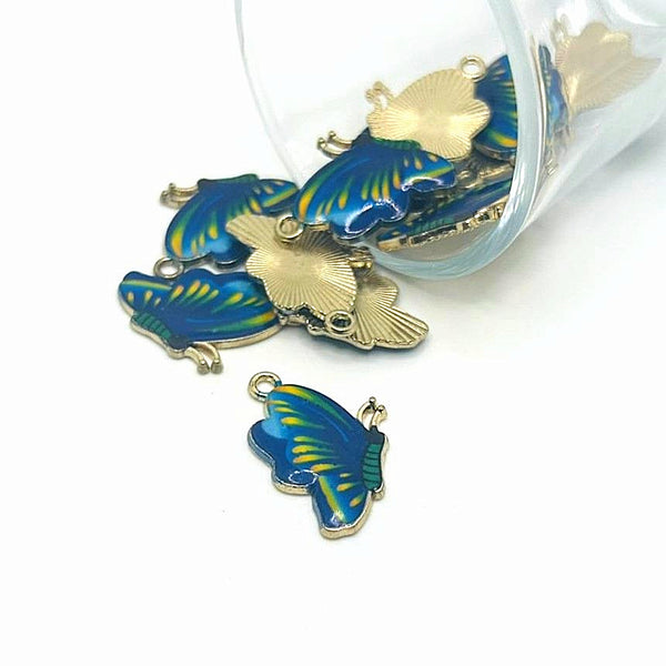 1, 4, 20 or 50 Pieces: Blue Enamel Butterfly Charms