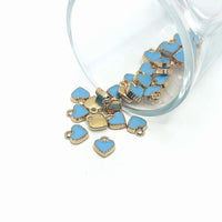 4, 20 or 50 Pieces: Tiny Blue and Gold Enamel Heart Charms