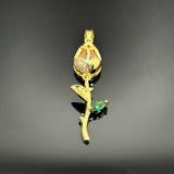 18k Gold and Pink Cubic Zirconia Tulip Charm, 38x12 mm