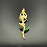 18k Gold and Purple Cubic Zirconia Tulip Charm, 38x12 mm