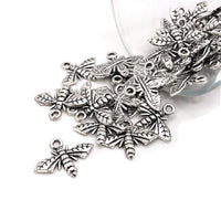 4, 20 or 50 Pieces: Small Silver Moth Bug Charms