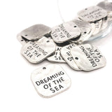 4, 20 or 50 Pieces: Silver Dreaming of the Sea Charms