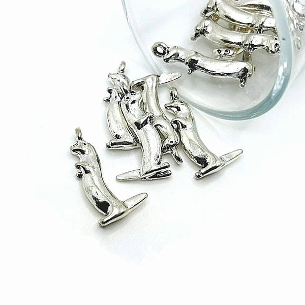 4, 20 or 50 Pieces: Silver Standing Otter 3D Charms