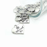 4, 20 or 50 Pieces: Silver Blessed Be Heart Charms - Double Sided