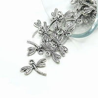 4, 20 or 50 Pieces: Silver Dragonfly Charms