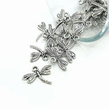 4, 20 or 50 Pieces: Silver Dragonfly Charms