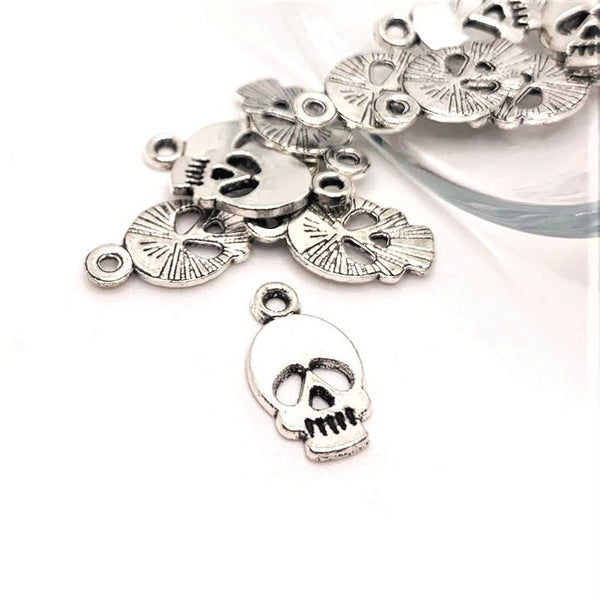 4, 20 or 50 Pieces: Small Silver Skull Charms
