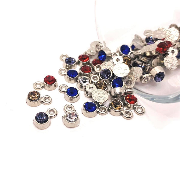 20 or 50 Pieces: Mixed Color Small Rhinestone Charms